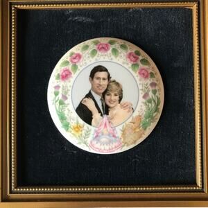 Queen's Staffordshire Prince William framed bone china Birth Announcement 1982